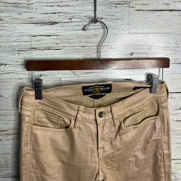 Lucky  Brand Charlie Skinny Jeans size 4/27 gold brown - Picture 4 of 9